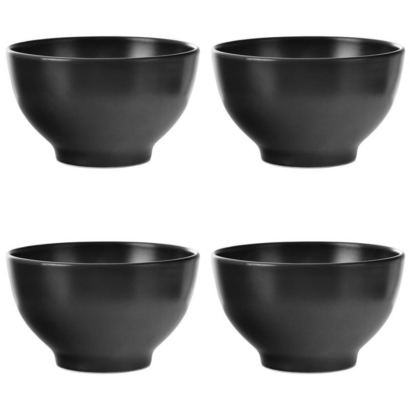 Keramikschale Schale Suppenschüssel Schüssel Flocken Brei Salatschüssel schwarz 4er Set ALFA 600 ml