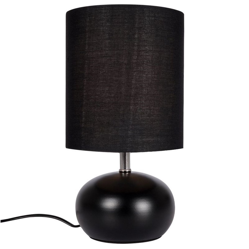 Tischlampe Tischleuchte Nachttischlampe mit Lampenschirm schwarz mit Metallsockel im Loft-Stil 26x14 cm