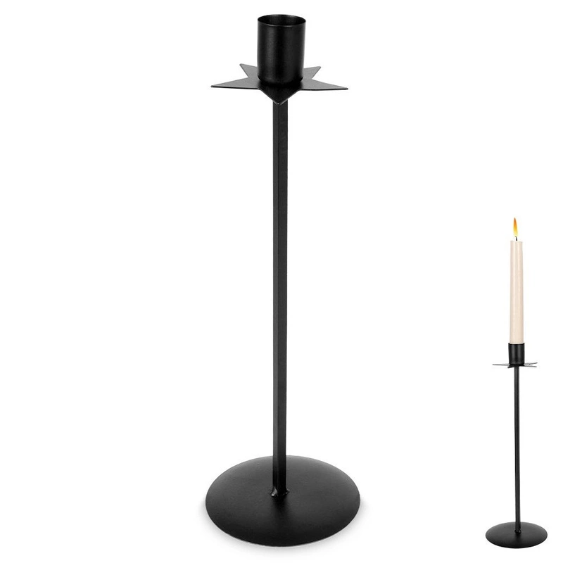 Kerzenhalter Kerzen-Halter Leuchter Kerzenleuchter Kerzenständer für eine lange Kerze aus Metall schwarz 28 cm