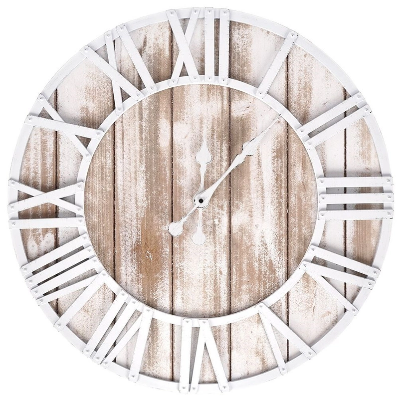 Wanduhr Uhr hängend industrielles Design rund groß im Vintage-Stil weiß römische Ziffern 60 cm