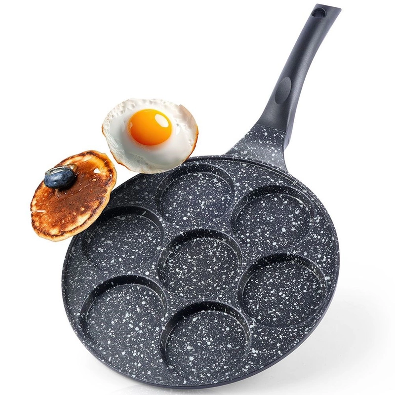 Augenpfanne für 7 Eier Crepepfanne für Gas Induktion Ø 27 cm GRANIT