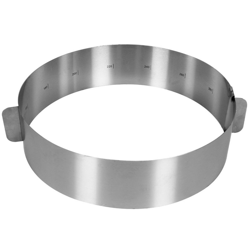 Backform Tortenform Kuchenform Backrahmen mit verstellbarer Größe rund aus Stahl 16-30 cm
