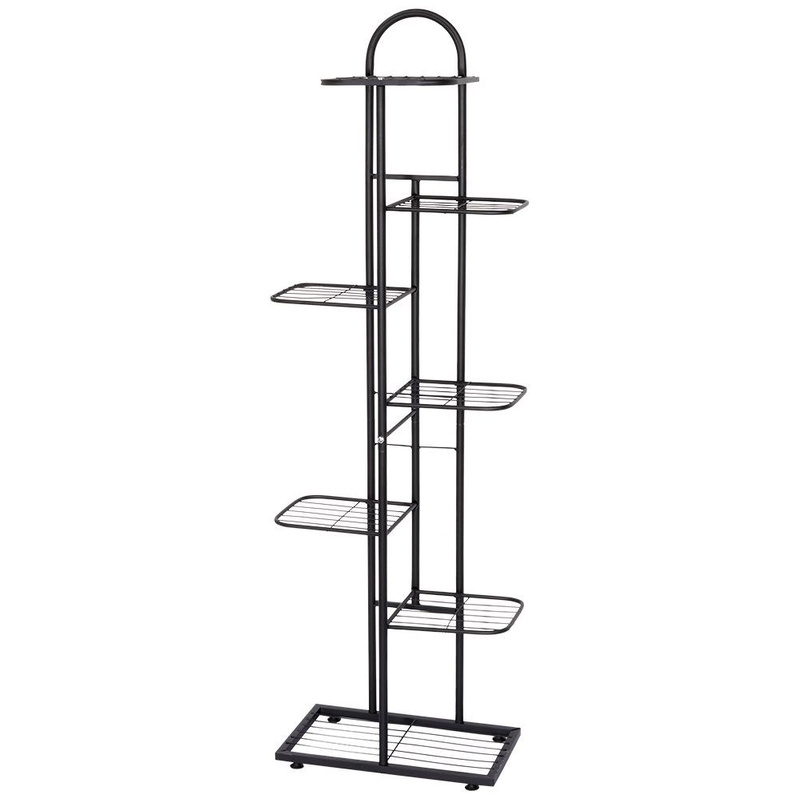 Kwietnik metalowy czarny 7-poziomowy 138 cm