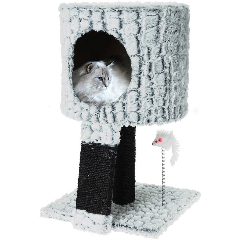 Katzenhaus | Kratzbaum | Kratzsäule + Katzenbett 3-stöckig mit Spielmaus Spielzeug