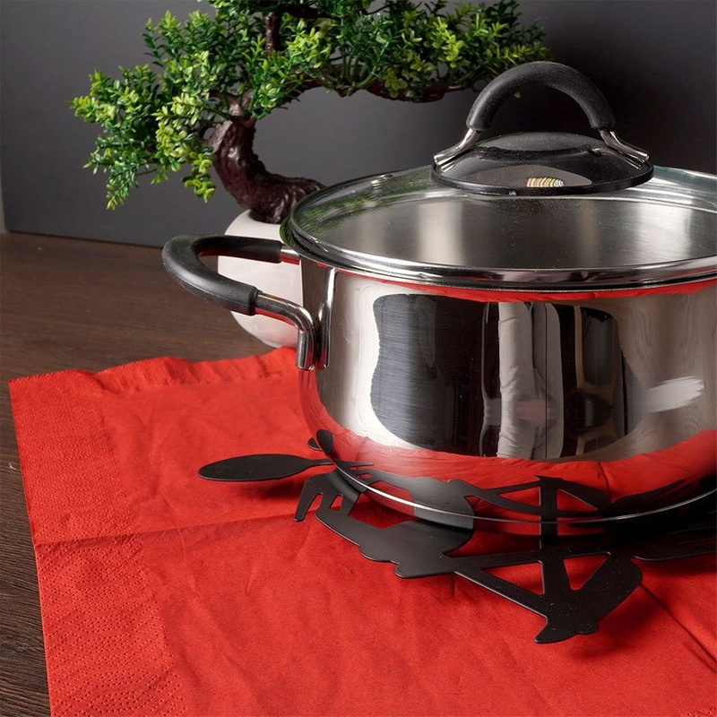 Foldable Trivet Metal Black 20x20 cm