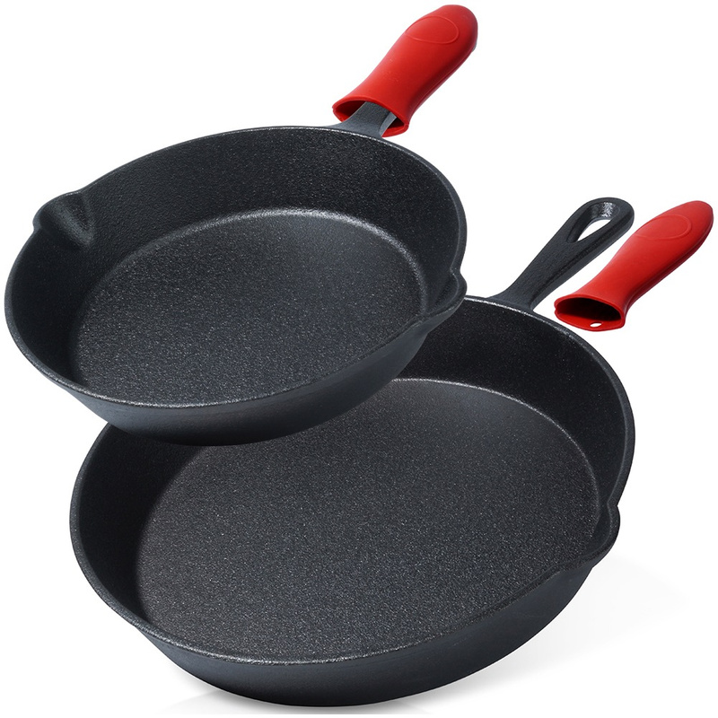 Gusseisenpfannen-Set Eisenpfanne Grillpfanne mit Silikon-Griffschutz CAST LINE 20 cm / 25 cm 2 Stk.