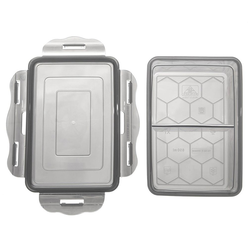 Food Container with Lid and Gasket Divided Gray GREY 500 ml