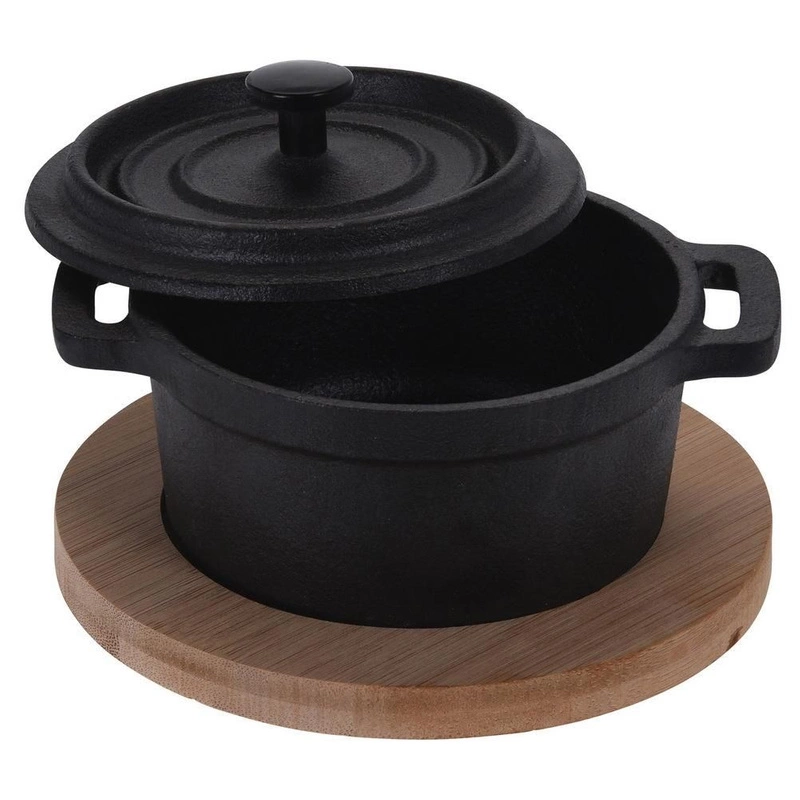ORION Cast-iron cookware for serving on a board tray