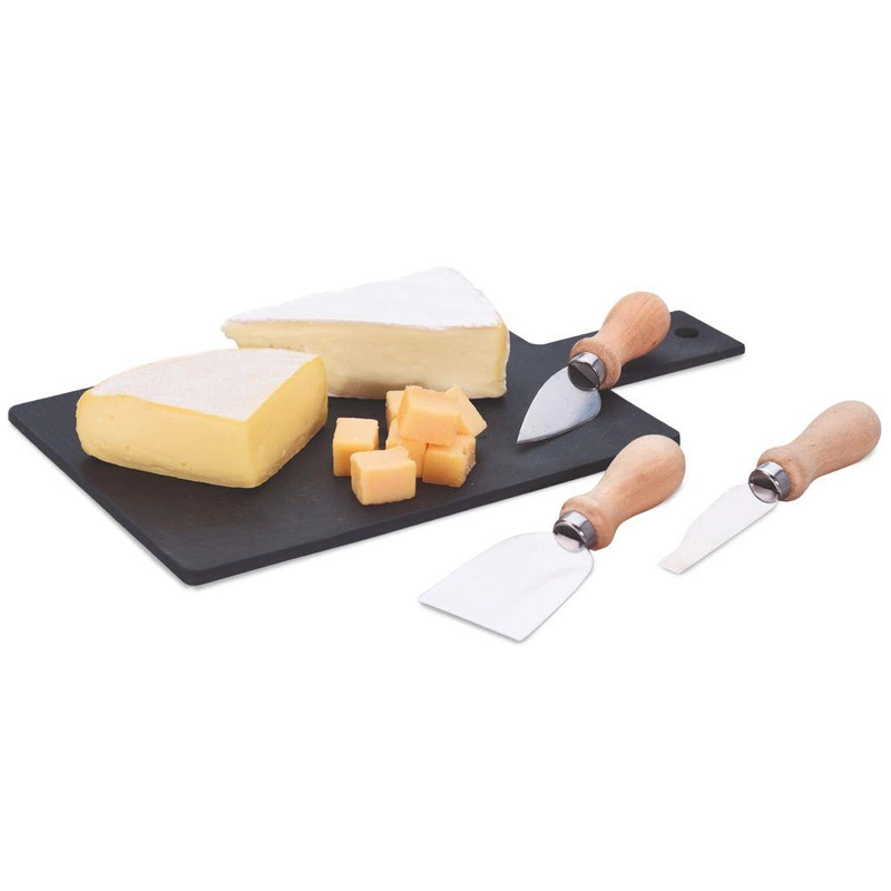 Schneidebrett Servierbrett für Käse Käsebrett aus NATURSTEIN + 3 Käsemesser