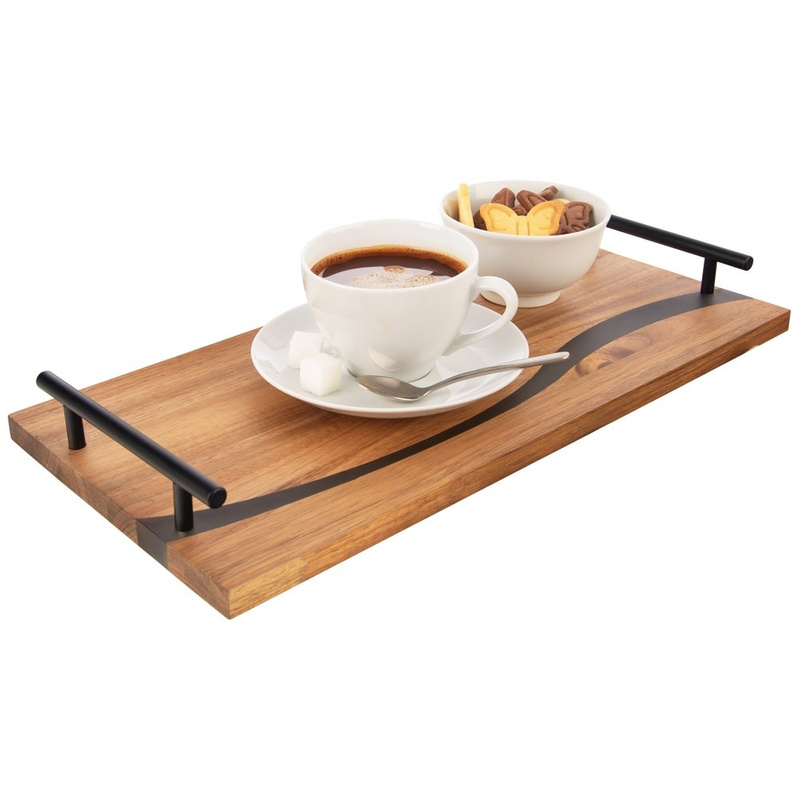 Taca do serwowania drewniana z uchwytami RIVER 42x20x4,5 cm