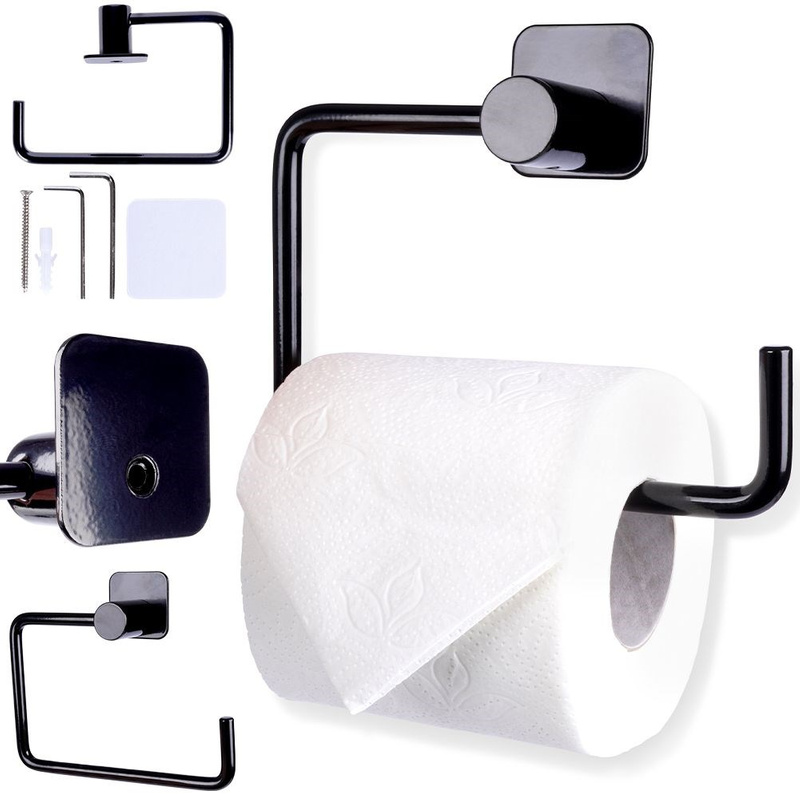 Toilet Roll Holder Steel Black 14.5 cm