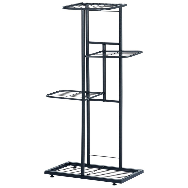 Kwietnik metalowy czarny 4-poziomowy 80 cm
